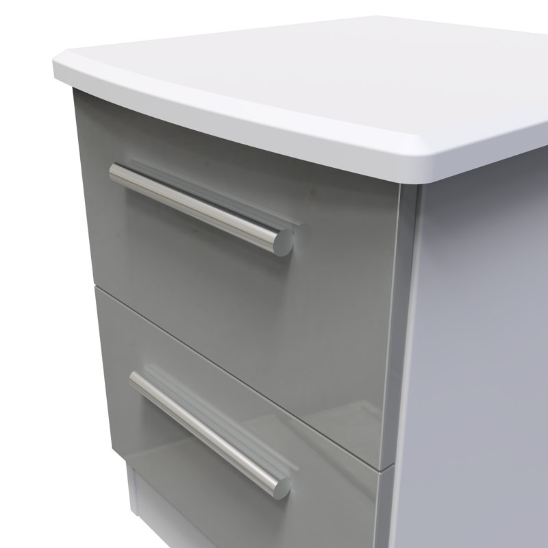 Fully Assembled Yantarni 2 DrawerÂ Bedside Table, Grey