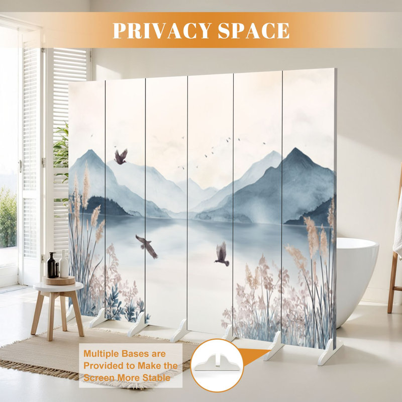 6 panneaux muraux pliants paravent Royal Mountain Peak Lake