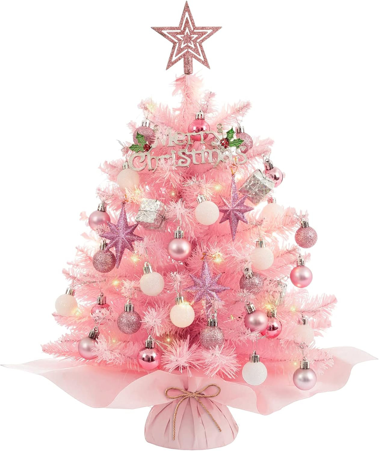 Charlton Home® Mini Christmas Tree Christmas Pink Tree Artificial Christmas Tree Small Christmas Tree Holiday Tabletop Christmas Tree Holiday Decoration for Home, Office, Party | Wayfair