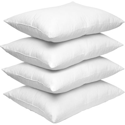 14 X 14 Throw Pillow Inserts - 4-PACK Pillow Insert Poly-Cotton Shell With Siliconized Fiber Filling - Square Form, Decorative For Couch Bed Inserts, , 14 X 14 Inch