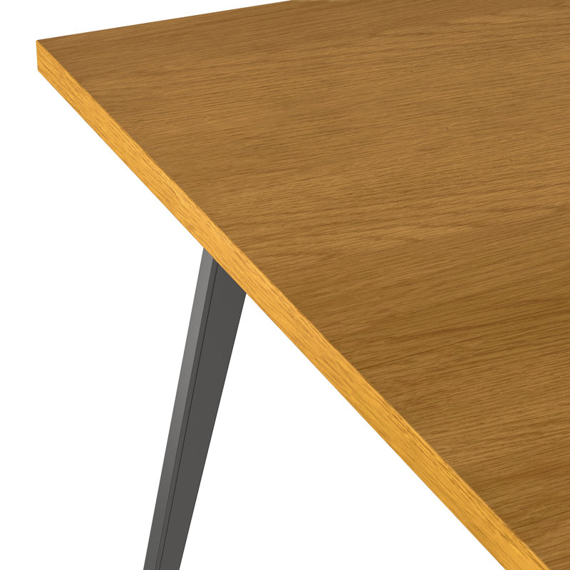Table de salle à manger Lowry, style industriel moderne avec pieds en métal, 8 places, Contreplaqué de chêne