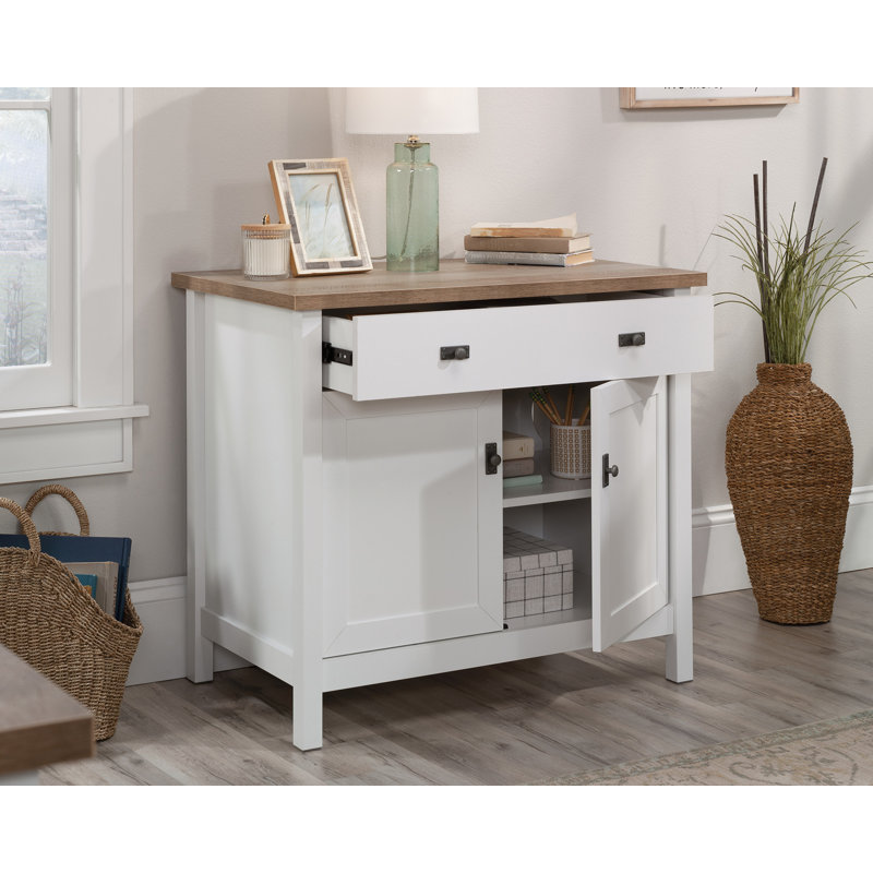 White MDF Office Library Base Cabinet with Adjustable Shelving