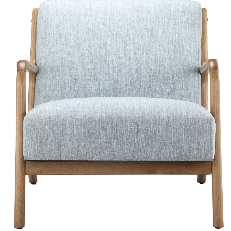 Méridienne bleue confortable avec structure en bois robuste d'inspiration Mid-Century, Bleu pâle
