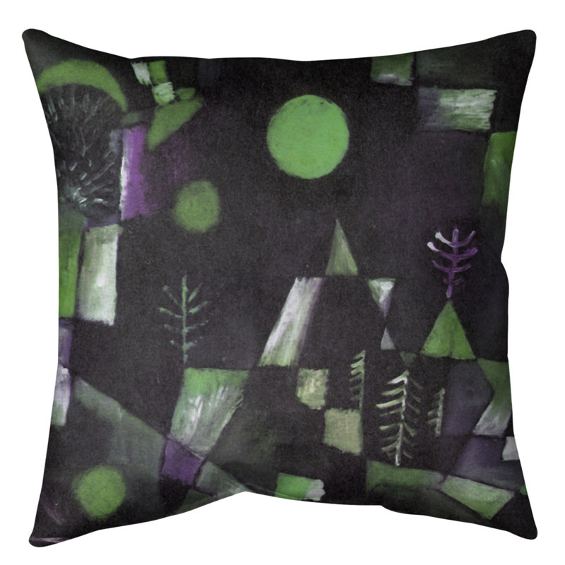 Coussin décoratif full moon, 20 po x 20 po, Vert, Faux lin