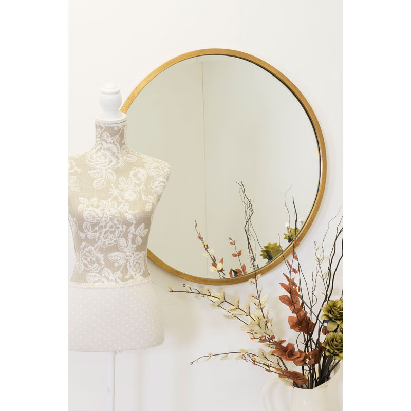 Uplander Wood Flat Wall Mirror, Gold