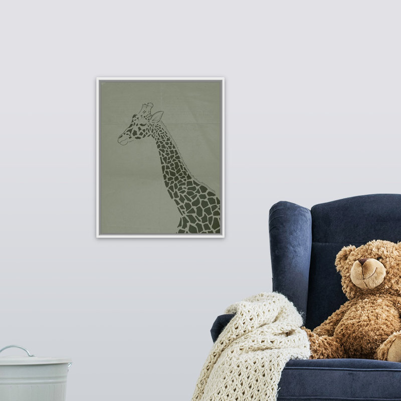 Décoration murale pour enfants giraffe ii, Cadre pour toile flottant blanc, H 20 po x l 16 po x P 1,2 o