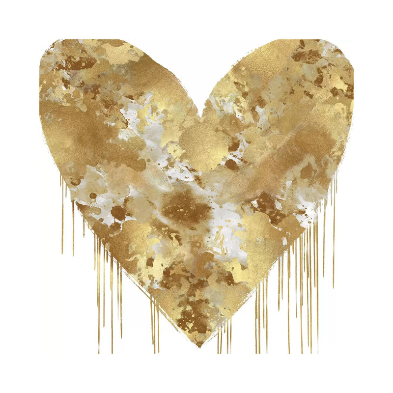 Big Hearted Gold And White by Lindsay Rodgers - Print on Canvas, Wrapped Canvas, 66.04cm H x 66.04cm W x 1.91cm D