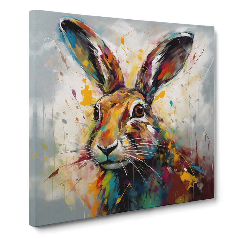 Hare Abstract Art No.2 - Wrapped Canvas, 50cm H x 50cm W x 3cm D