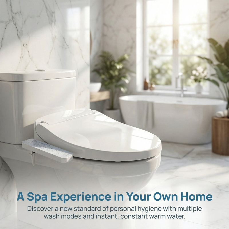 Multi-Functional Intelligent Toilet Seat with Side Knob, Instant Heating, Rear Wash & Lady Wash, Heated Seat, LED Display, Self-Cleaning Nozzle, Soft-Close Lid, Remote Control