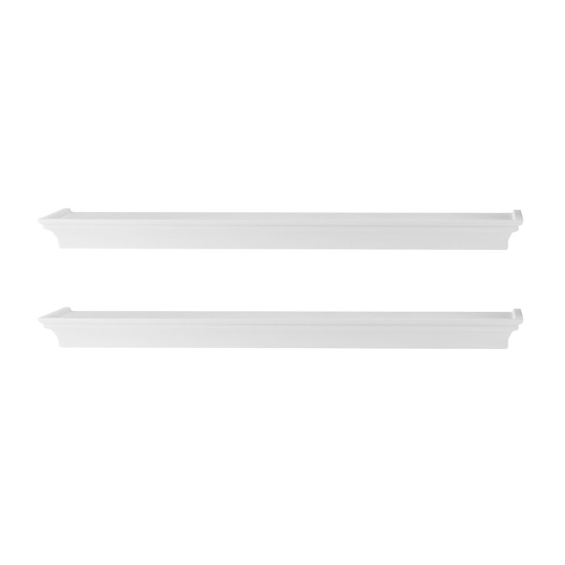 Melannco 2 Pieces Arlington Floating Wall Shelves for Bedroom, Living Room, Nursery, White, 1.57" H x 3.89" W x 24" D