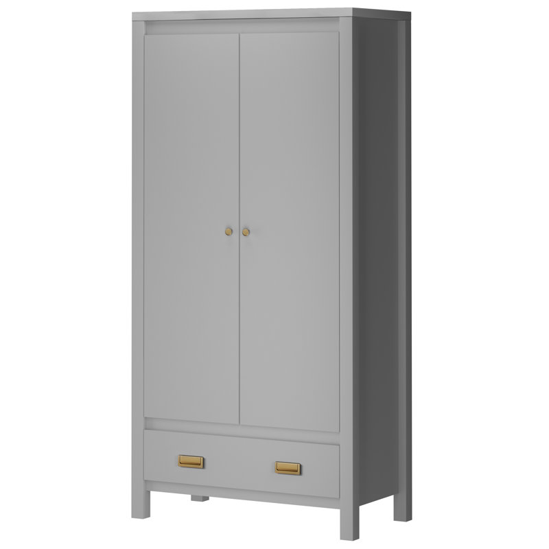 Alcocer 2 Door Solid + Manufactured Wood Wardrobe, Grey