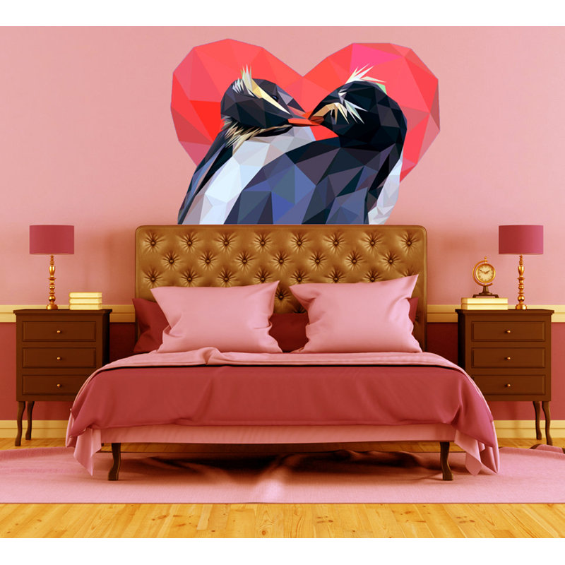 Décalcomanie murale pingouin polygonale, H 46 po x l 64 po