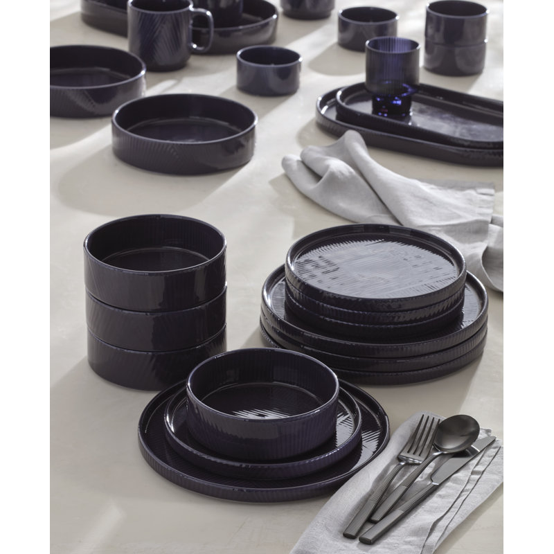 Modulus 12-Piece Dinnerware Set, Nightshade, Black