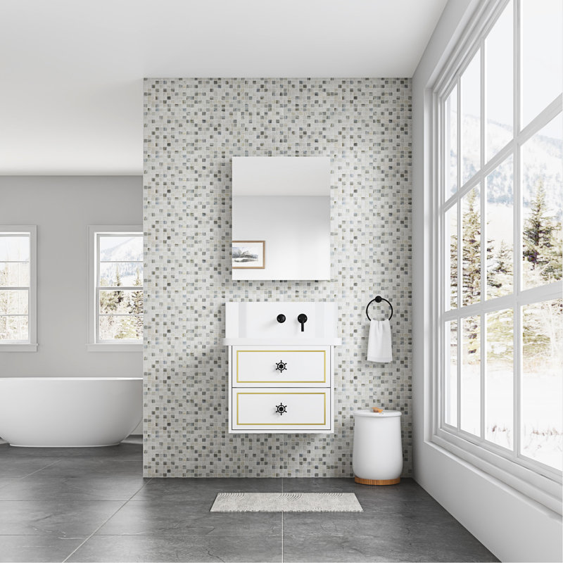 Armoire de salle de bain spacieuse 24 po x 30 po avec miroir biseauté - blanc l 24 po x H 30 po