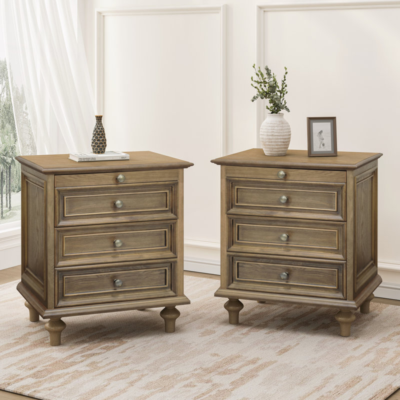 Ensemble de 2 tables de chevet Farmhouse, Marron clair