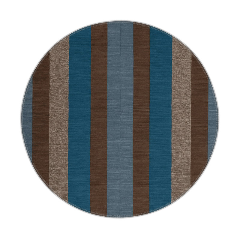 Tapis intérieur / extérieur noir à carreaux, Rond 5 pi