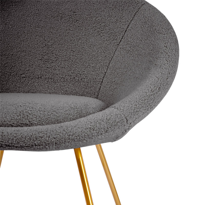 Fauteuil d'appoint de style contemporain Mid-Century, Fausse fourrure grise