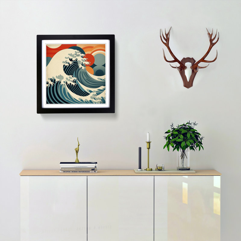 Japanese Wave Bauhaus No.2 - Framed Print, Black