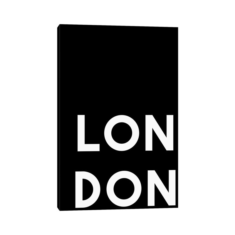 London London par Art Mirano - reproduction d'art textuel sur toile tendue, H 40 po x l 26 po x P 1,5 po