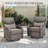 Outdoor Patio Multiple Swivel Rocking Chairs Seating Group With Wicker Fire Pit Table-733966372-733966373