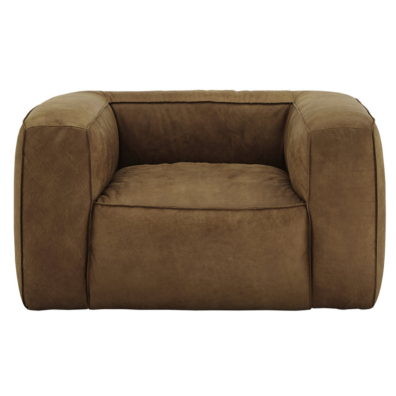 Dupo 48" Wide Genuine Leather Armchair, Tan Genuine Leather