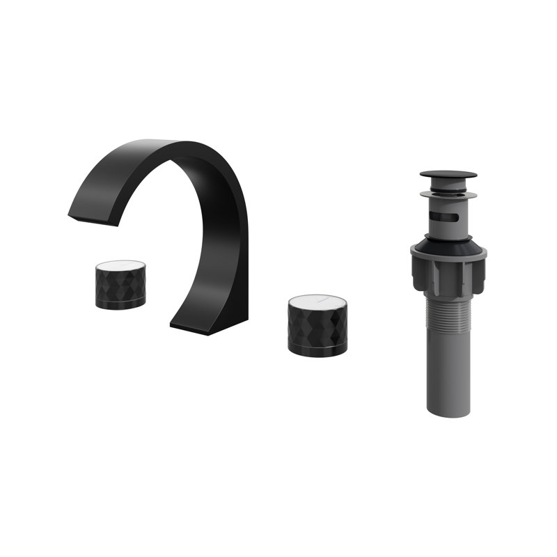 Robinet de lavabo pour salle de bain à poignée double avec drain Casainc, Noir mat