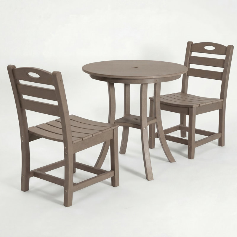 Antique Brown 3-Piece Patio Bistro Set with Round Table and 2 Chairs, Brown