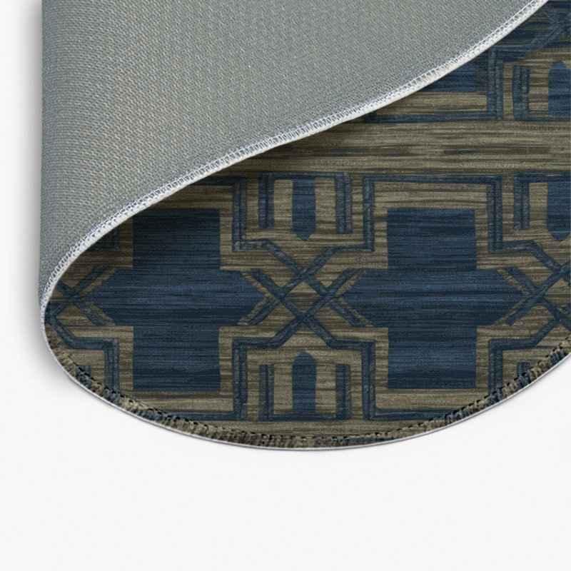 Trellis Gray Indoor and Outdoor Area Rug, Round 5'