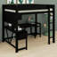 Structure de lit mezzanine en bois avec bureau intégré, tablettes de rangement, éclairage DEL et station de charge-129232589