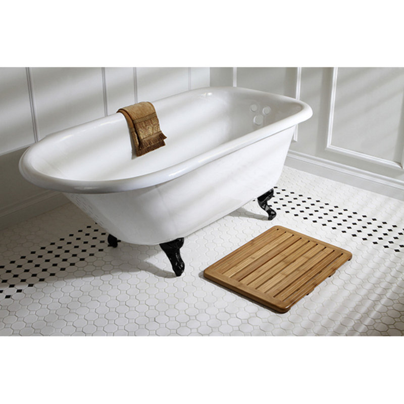 Kingston Brass Aqua Eden 60-Inch Cast Iron Oval Rectangular Roll Top Clawfoot Tub (3-3/8-Inch Wall Drillings), Matte Black