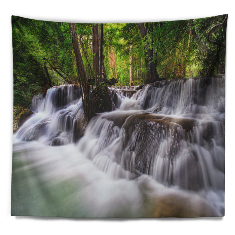 Paysage cascade huai mae kamin tapisserie, H 32 po x l 39 po