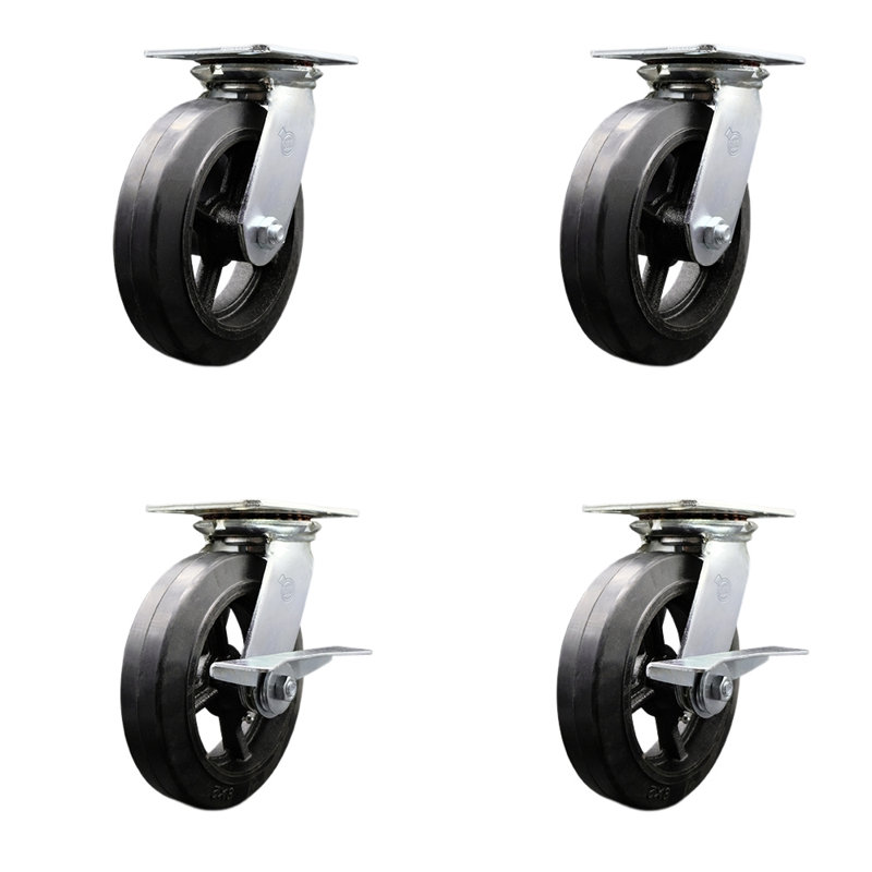 4-Piece Rubber and Steel Caster Set