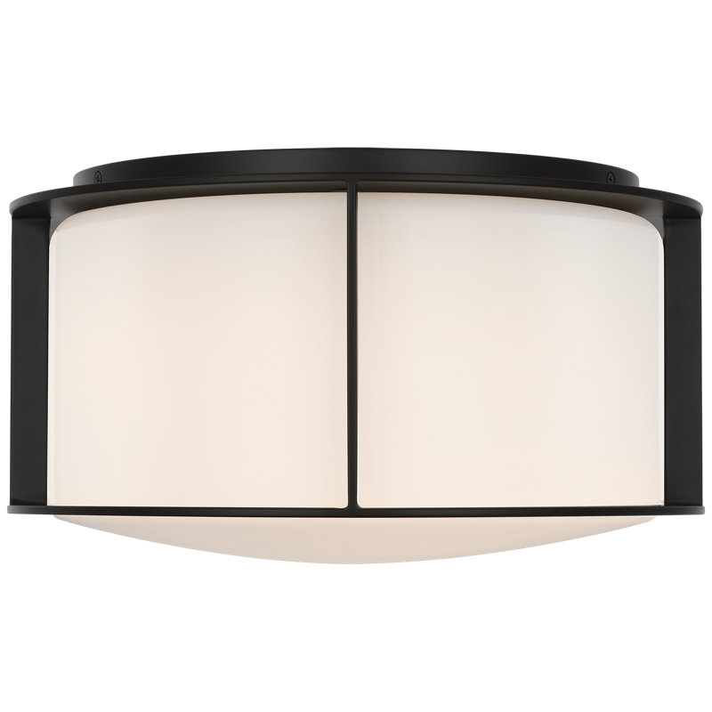 Barbara Barry Phinn 13" Flush Mount with White Glass, Modern Iron, Steel