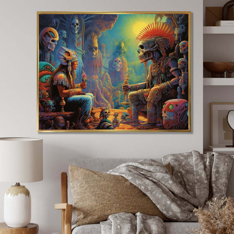 Rituels anciens de l'Amazonie, reproduction sur toile, Cadre flottant doré, 34" H x 44" W