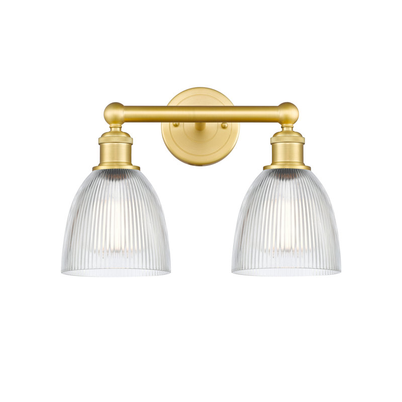 Éclairage pour meuble-lavabo à 2 lumières 15 pouces Philomene, Transparent, Or satiné
