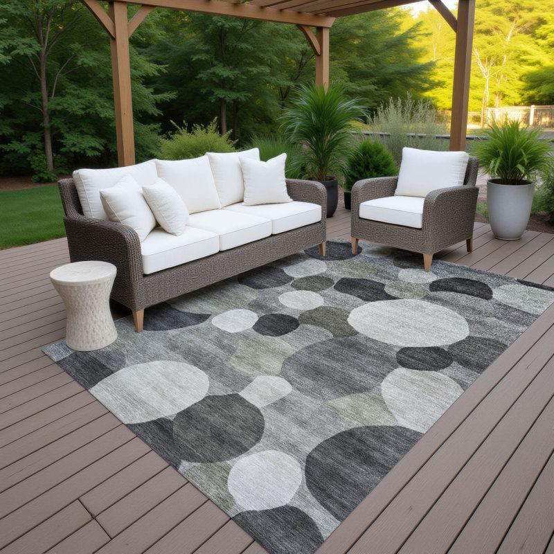 Machine Washable Indoor/Outdoor Jozwiak ACN2375 Geometric Rug, Rectangle 3' x 5'