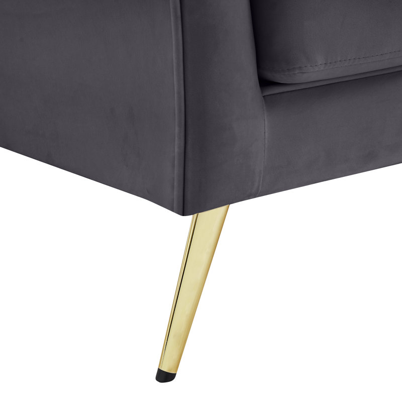 Causeuse en velours Fareedah, Velours gris