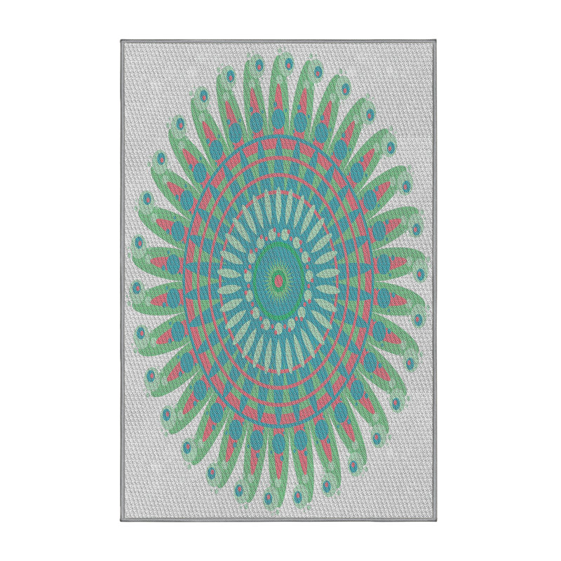 Laine tissée à la main et polyester gris/vert Tapis décoratif, Tapis de couloir 2 pi x 5 pi