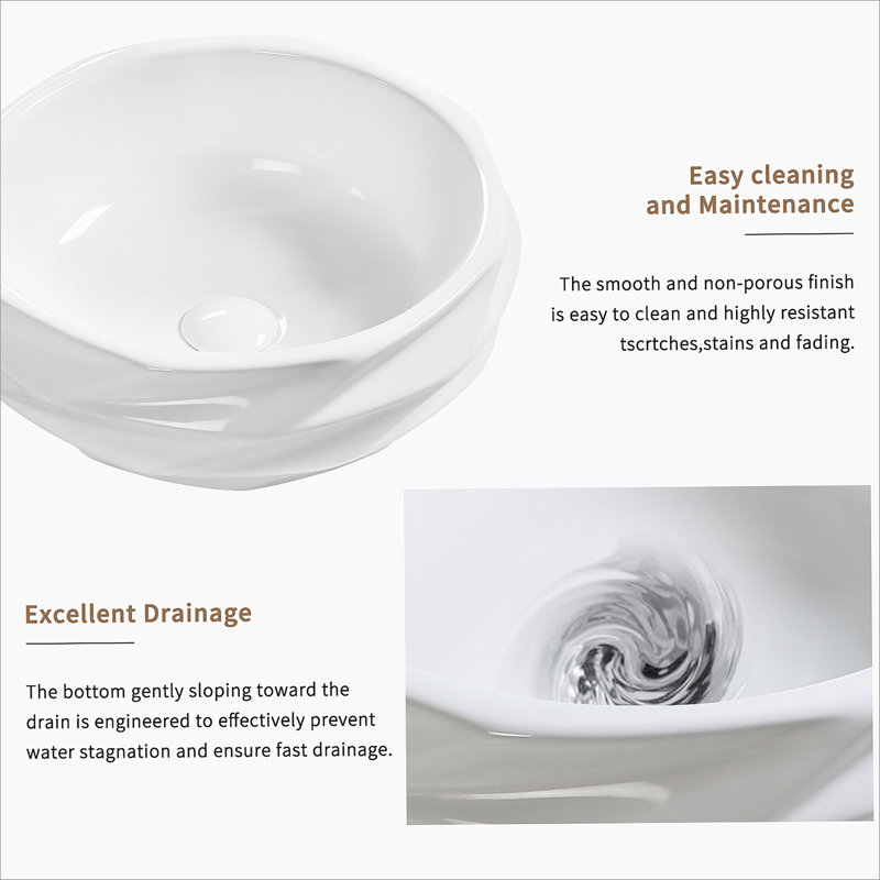 Round Ceramic Vessel Sink For Bathroom