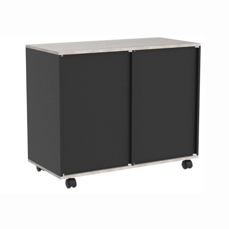 Greige 3-Drawer Wood Mobile Filing Cabinet with Open Shelves
