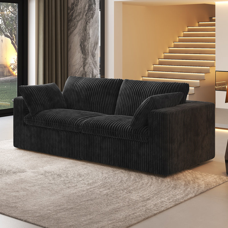 Boneless LoveSeat Cloud Modular Sectional Couch,78.7"W Corduroy Sofa,2-Piece No Assembly Required Boneless Couch