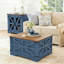 Ensemble de 3 tables basses et tables de chevet bleues avec charge USB pour salon, table basse et 2 tables de bout, bleu-832102210-832102238