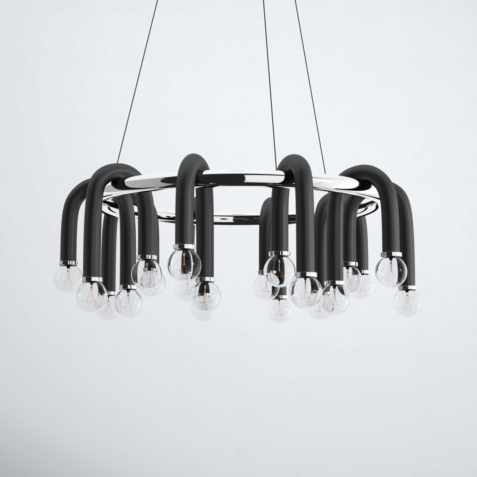 Rhea 20 - Light Chandelier, Polished Nickel/Black