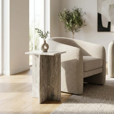 Petite table en marbre Rommi, blanc