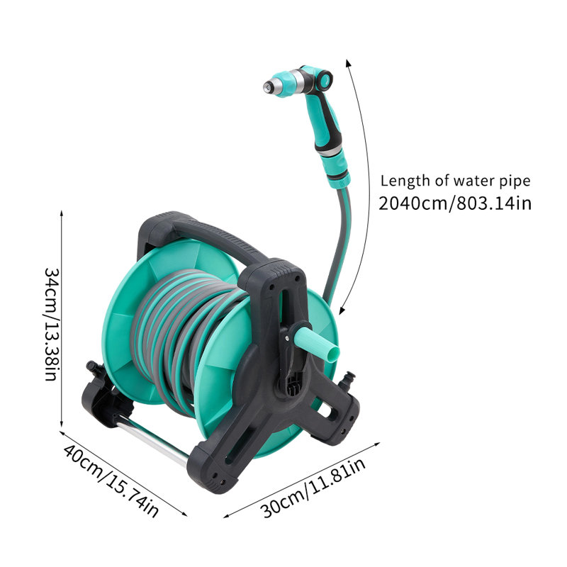 Portable Garden Watering Hose Reel Set, 34cm H x 20.4cm W x 40cm D