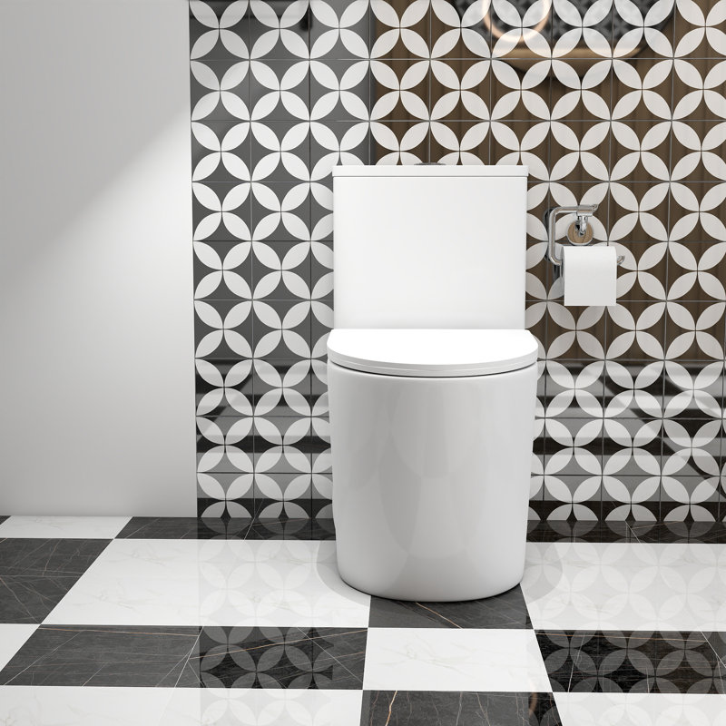 Dual Flush1.1/1.6 GPF Elongated One-Piece Ceramic Toilet, 12" Rough-In