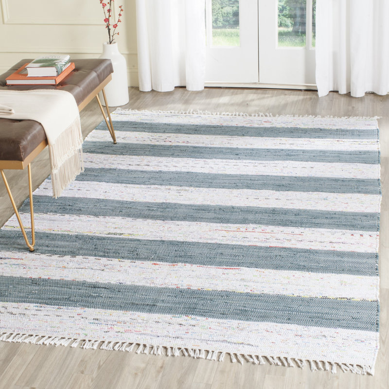 Yokum Hand Woven Cotton Striped Rug, Rectangle 5' x 7'