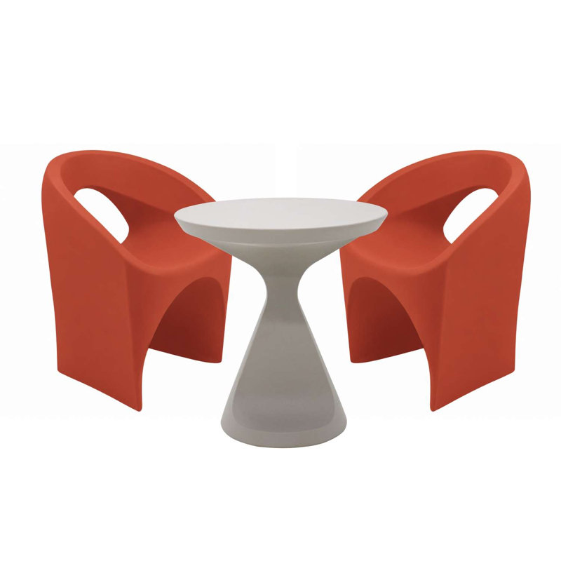 Tramontina Jet 3 Pcs. Polyethylene Lounge Set, Grey, Orange