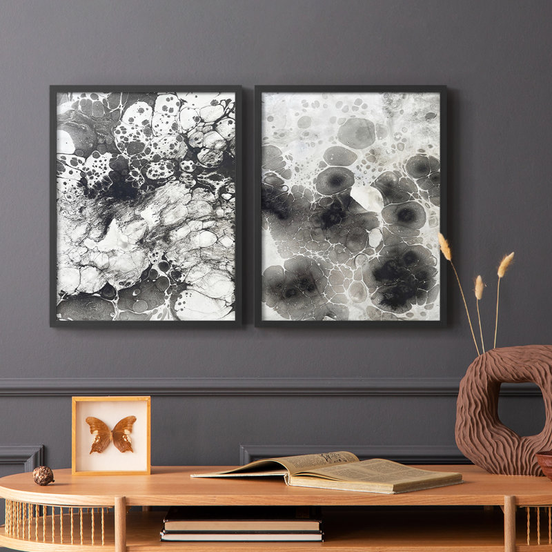 Reproduction encadrée de qualité supérieure Marble IX - prête à être accrochée - aucun clou requis, Noir, noir, noir, noir