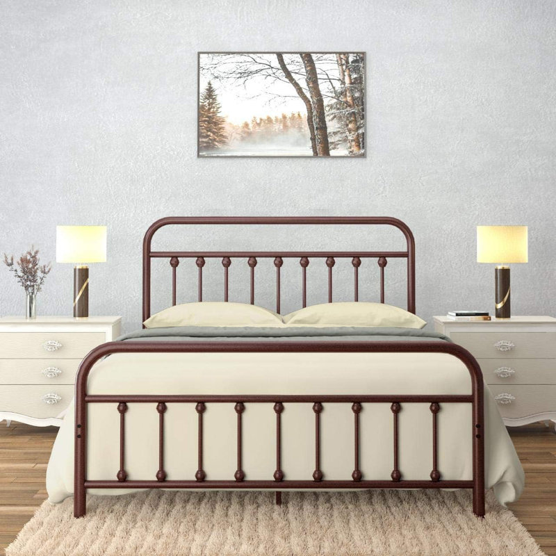 Ernestin Metal Open-Frame Bed, Queen, Brown
